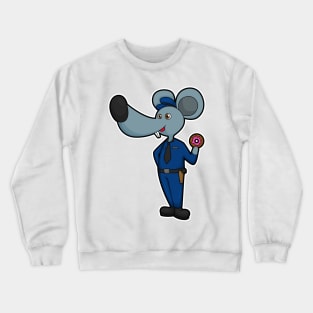 Mouse as Police officer with Donut Crewneck Sweatshirt